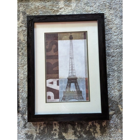 Paris Decorations 3 Piece Lot. Framed Picture 23.5"X 17.5" Two Wooden 18.5x6.5" - Picture 2 of 7